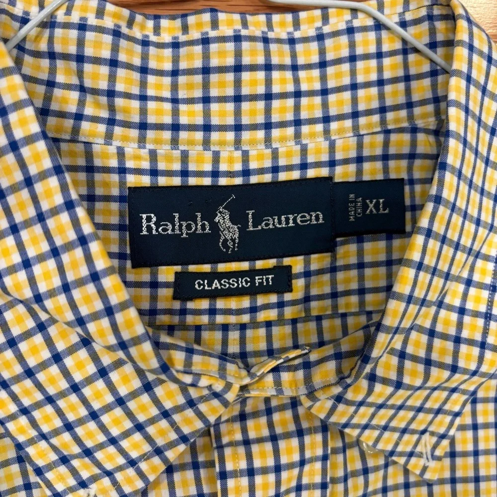 Ralph Lauren Yellow and Blue Casual Button Down Shirt Short Sleeves - Picture 3 of 7